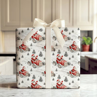 Sunglasses Santa Christmas Gift Wrap, Santa Driving Red Race Car Wrapping Paper, Vintage Car Holiday Present Paper, Xmas Gift Wrap