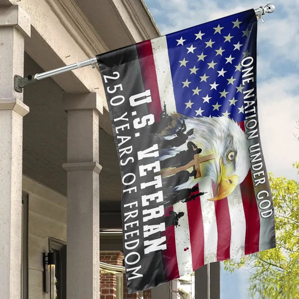 Patriotic US Veteran House Flag | 250 Years of Freedom Eagle Design | Double Sided Premium Polyester | Commemorative Gift for Military Families