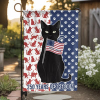Patriotic Black Cat Garden Flag | 250 Years of Freedom 1776-2026 America Betsy Ross | Premium Double Sided Weatherproof Yard Banner | Patriotic Gift for Cat Lovers