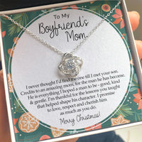 14k White Gold Knot Necklace, Love Knot Necklace for Boyfriend's Mom, Cubic Zirconia Pendant Necklace, Christmas Present for Mother-in-Law