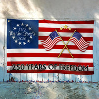250 Years of Freedom Flag | 250th Anniversary Semiquincentennial 2026 | UV-Resistant Polyester Double-Sided | Patriotic Commemorative Gift