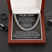 Stainless Steel Mens Chain Necklace, Cuban Link Chain Necklace for Husband, Romantic Boyfriend Necklace, Christmas Jewelry Present for Him