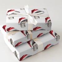 Santa Hat Reptile Holiday Gift Wrap, Snake Christmas Wrapping Paper, Watercolor Serpent Wrapping Paper, Humorous Animal Festive Wrapping Paper