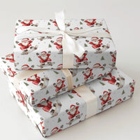 Snowy Tree Santa Gift Wrap, Skateboarding Santa Wrapping Paper, Whimsical Christmas Wrapping Paper, Adorable Skater Santa Present Wrap