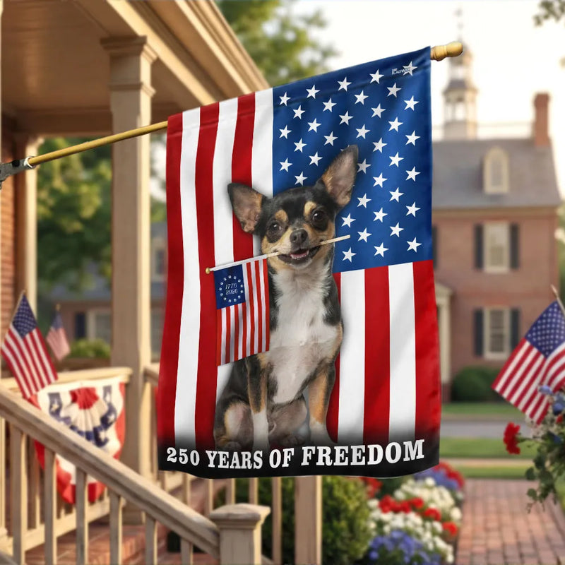 Chihuahua Garden Flag 250 Years of Freedom | Patriotic Dog American Flag Decor | Double-Sided Weather-Resistant Polyester | Gift for Dog Lovers