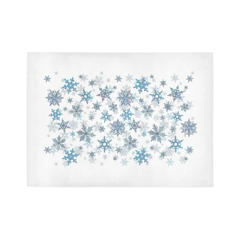 Winter Holiday Hallway Runner Rug, Blue Snowflake Runner Rug, Festive Christmas Floor Mat, Seasonal Area Rug, Winter Wonderland Decor
