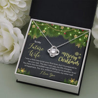 Fiance Christmas Present Pendant, Future Wife Love Knot Necklace, 14k White Gold Over Steel Necklace, Romantic Holiday Jewelry for Her