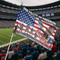 250 Years of Freedom House Flag | American Eagle & Military Silhouette Design | Premium Weather-Resistant Polyester | Patriotic Gift for Veterans