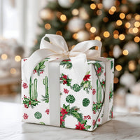 Southwestern Poinsettia Wrapping Paper, Christmas Cactus Wrapping Paper, Desert Floral Holiday Wrapping Paper, Botanical Winter Gift Wrap