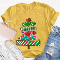 Festive Holiday Classroom Graphic Tee, Christmas Pencil Tree Teacher Shirt, Winter School Vacation T-Shirt, Xmas Teacher Present Shirt