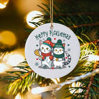 Humorous Pickleball Player Ceramic Ornament, Merry Picklemas Cat Christmas Ornament, Adorable Kitten Sports Keepsake Ornament, Holiday Tree Present
