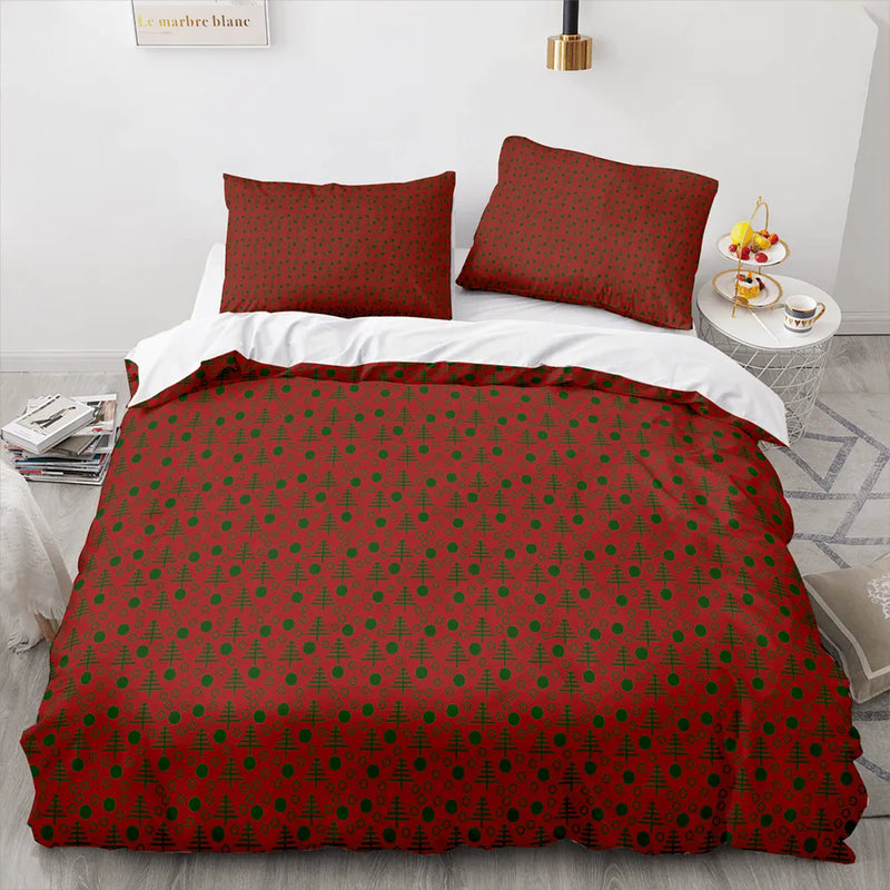 Holiday Tree Duvet Cover, Christmas Tree Polka Dot Duvet Cover Set, Merry Christmas Duvet Cover, Winter Bedding Set, Xmas Bedding Decor Present