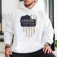 America 250 Years Hoodie | 1776-2026 Vintage Flag Design | Soft Cotton-Poly Blend | Patriotic Gift for History Lovers