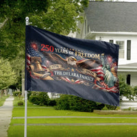 Custom Patriotic House Flag | 250 Years of Freedom 1776-2026 Eagle | Premium Double Sided Polyester | Personalized Family Name Gift for Yard Decor
