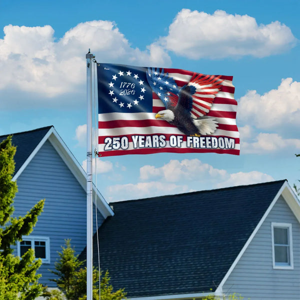 250 Years of Freedom Flag 1776-2026 | Betsy Ross Eagle Design | Double-Sided Polyester | Patriotic Home Decor Gift