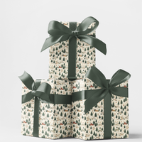 Snowy Pine Christmas Gift Wrap, Winter Village Cottage Wrapping Paper, Comfy Holiday Deer Wrapping Paper, Winter Cabin Present Wrapping Paper