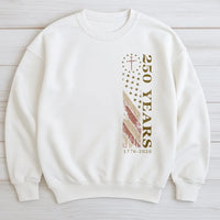 250 Years America Anniversary Sweatshirt | 1776-2026 Patriotic Cross and Stars Design | Soft Cotton Polyester Blend | Gift for History Lovers