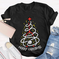 Holiday Nurse T-Shirt, Stethoscope Christmas Tree School Nurse Shirt, Adorable Medical Christmas Graphic Tee, School Nurse Xmas Present