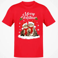 Adorable Holiday Kitty Graphic Tee, Merry Christmas Santa Cats T-Shirt, Festive Cat Lover Winter Shirt, Xmas Animal T-Shirt
