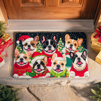 Frost Bulldog Holiday Welcome Mat, Christmas Bulldog Doormat, Winter Dog Lover Entrance Mat, Festive Floor Mat, Xmas Front Porch Decor Present