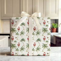 Beach Palm Tree Holiday Gift Wrap, Tropical Santa Christmas Wrapping Paper, Coastal Santa Wrapping Paper, Summer Xmas Gift Wrapping Paper