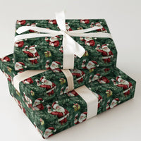Humorous Wine Lover Gift Wrap, Santa Wine Toast Christmas Wrapping Paper, Holiday Santa Claus Wrapping Paper, Festive Pine Present Wrap