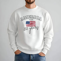 America 250 Years Sweatshirt | Celebrate 250th Anniversary Est 1776 Flag Design | Soft Cotton Polyester Blend | Patriotic 4th of July Gift