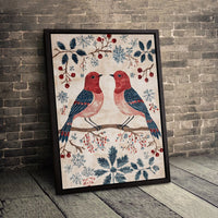 Rustic Red Bird Poster, Winter Cardinal Canvas Wall Art, Christmas Bird Canvas Art, Farmhouse Bird Wall Art, Nature Printable Download