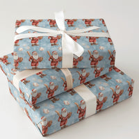 Sports Santa Claus Gift Wrap, Baseball Santa Christmas Wrapping Paper, Blue Baseball Wrapping Paper, Holiday Fan Present Wrapping Paper