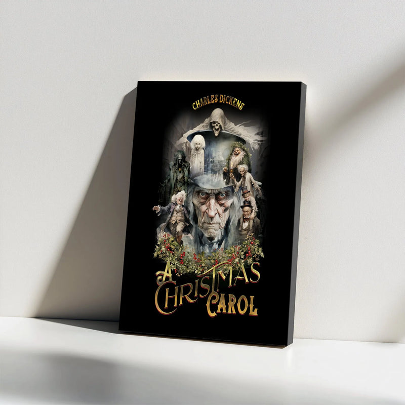 Vintage Ebenezer Scrooge Ghosts Wall Art, A Christmas Carol Canvas Print, Classic Holiday Canvas Decor Digital Download