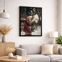 Vintage Christmas Oil Painting Canvas Print, Santa Claus and Reindeer Canvas Wall Art, Holiday Canvas Art, Rustic Winter Wall Decor Present