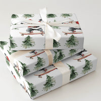 Pine Tree Santa Gift Wrap, Skateboarding Santa Wrapping Paper, Whimsical Skater Santa Wrapping Paper, Humorous Christmas Holiday Present Wrap