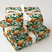 Pine Needle Clementine Gift Wrap, Winter Orange Wrapping Paper, Botanical Citrus Holiday Wrapping Paper, Festive Christmas Wrapping Paper