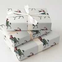 Vintage Horse Holiday Gift Wrap, Santa Claus Equestrian Christmas Wrapping Paper, Retro Country Wrapping Paper Roll, Equine Lover Gift Wrap
