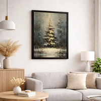 Impressionist Snowy Winter Forest Print, Christmas Tree Canvas Wall Art, Holiday Landscape Poster, Digital Download
