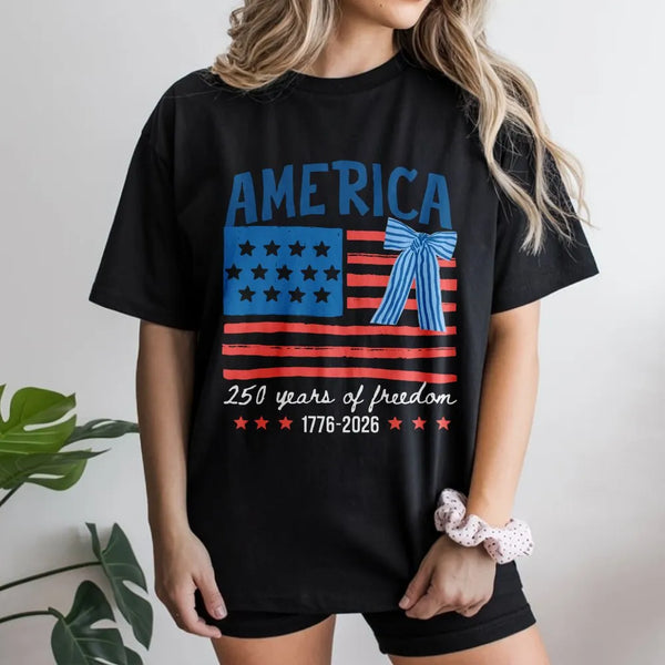 America 250th Anniversary T-Shirt | 250 Years of Freedom 1776-2026 Flag Design | Premium Soft Cotton Unisex Tee | Patriotic Gift for History Lovers