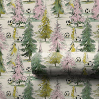 Sports Watercolor Holiday Gift Wrap, Soccer Christmas Tree Wrapping Paper, Soccer Player Christmas Gift Wrapping Paper, Winter Present Paper
