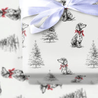 Dog with Red Bow Gift Wrap, Dachshund Christmas Wrapping Paper, Sketch Dachshund Holiday Wrapping Paper, Dog Lover Present Gift Wrap
