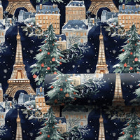 Snowy Eiffel Tower Night Gift Wrap, Christmas in Paris Wrapping Paper, French Cityscape Holiday Gift Wrap, Winter Scene Paper, Travel Present
