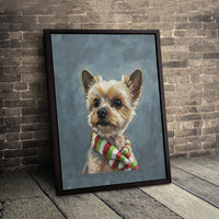 Festive Yorkie Dog Holiday Print, Yorkshire Terrier Christmas Canvas Wall Art, Digital Download Wall Decor, Yorkie Lover Xmas Present