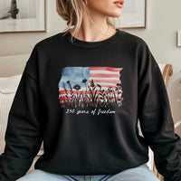 Patriotic Wildflower Sweatshirt | America 250 Years of Fredom Watercolor Flag Floral Art | Soft Cotton Blend Pullover | Gift for Patriotic Women