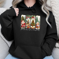 Bookish Christmas Hooded Sweatshirt, All Booked for Christmas Hoodie, Vintage Santa Book Stack Pullover, Comfy Reader Christmas Hoodie Present