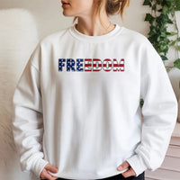 Freedom Sweatshirt | America 250 Years 1776-2026 Patriotic Flag Typography | Cotton Polyester Blend | 4th of July Gift for Patriots