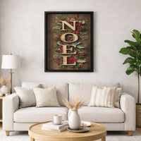 Rustic Pinecone Wreath Canvas Print, Noel Christmas Canvas Wall Art, Holiday Berry Canvas Sign, Festive Winter Wall Decor, Xmas Home Present