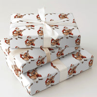 Music Christmas Gift Wrap, Acoustic Guitar Santa Wrapping Paper, Guitar Santa Holiday Wrapping Paper