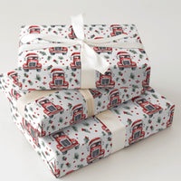 Christmas Trucker Gift Wrap, Santa Driving Semi Truck Wrapping Paper, Holiday Truck Driver Wrapping Paper Rolls, Festive Xmas Paper Present