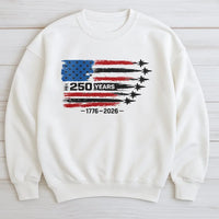 America 250 Years Sweatshirt | 1776-2026 Historical Anniversary Distressed Flag Design | Premium Cotton Polyester Blend | Patriotic Gift for History Lovers