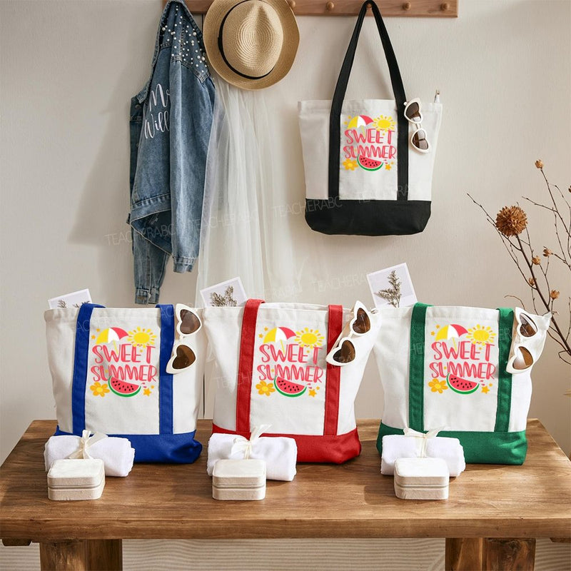 Sweet Summer Color-blocked Canvas Bag