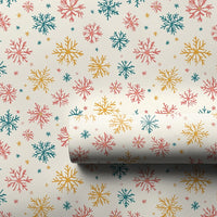 Modern Pastel Holiday Gift Wrap, Colorful Snowflake Wrapping Paper, Pink Teal Yellow Winter Wrapping Paper, Festive Christmas Gift Wrap