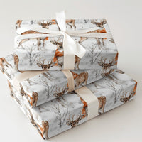 Winter Woodland Animal Gift Wrap, Watercolor Deer Christmas Wrapping Paper, Rustic Holiday Deer Wrapping Paper, Snowy Forest Gift Wrap Roll